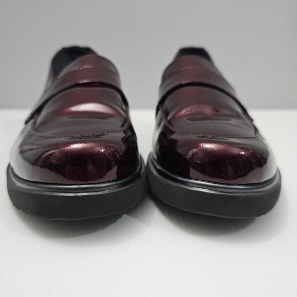 Munro Geena Penny Loafer Womens 9.5 Burgundy Red Shiny Patent Leather Slip On - Picture 6 of 13